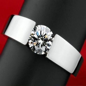 Classic Engagement 925 silver Ring men 18K real white gold plated Arrows CZ Diamond lovers promise Ring for men women300B