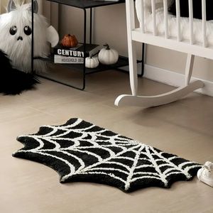 Spinnennetz-Halloween-Teppich für den Innenbereich, 39,9 x 59,9 cm, Plüsch, Gothic, niedlich, lustig, Halloween-Badezimmerteppich, rutschfest, Küchenteppich, maschinenwaschbar, für Haustür, Veranda, Innen-Fußmatte