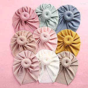 Berets adorável donut turbante para bebê menina índia chapéu criança crianças bandanas headwrap bebês cuidados com o cabelo boné criança sólida gorros macios