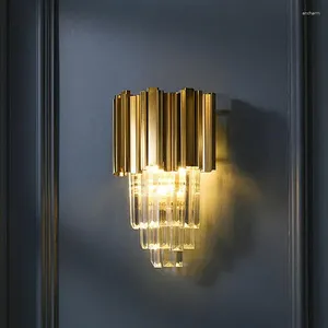 Lâmpada de parede moderna ouro luxo cristal led luz e14 lâmpadas para quarto sala estar estudo luminárias casa