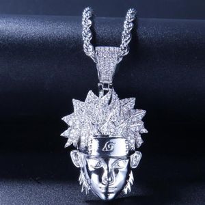 14K Gold Iced Out CZ Bling Naruto Pendant Halsband Mens Hip Hop Micro Pave Cubic Zirconia Simulated Diamonds Necklace GB12862452