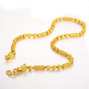 Vietnam Alluvial Gold Mens Necklace Keep Color Plated Senaste Gold Dragon Head Necklace Designs Jewelry2995