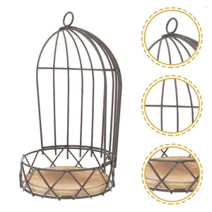 Portacandele Supporti in metallo Scaffale per gabbia per uccelli Ornamento per festival Lanterne per gabbia per uccelli Candeliere decorativo Portafiori Scaffale in legno massello