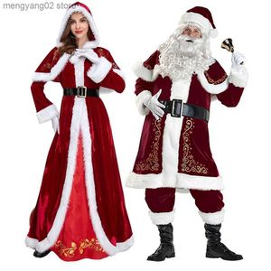 Tema Kostüm Çift Noel Noel Baba Cosplay Come Xmas Partisi Adam Çocuk Ailesi Gelin Noel Baba Takım Yetişkin Noel COSP T231013