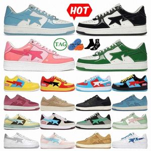 Apbapesta Ap Shoes Low for Shark Sk8 Star Casual Shoes Black White Patent Green Orange Blue Men Women Patent Leather Womens Sneakers