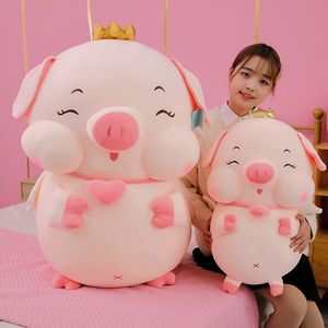 Plush Dolls 1pc 3050cm Kawaii Piggy Toys Giant Pink Crown Pig Plushie Stuffed Soft Animal Pillow for Children Birthday Gifts 231013