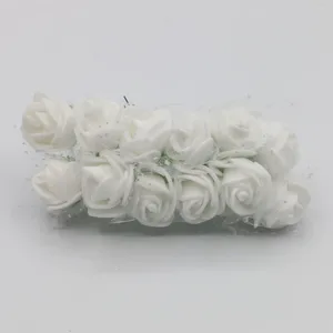 Fleurs décoratives blanc 12pcs 2cm mini mousse artificielle rose avec bouquet net multicolore mariage maison anniversaire décoration fausse couronne