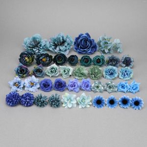 Dekorative Blumen, 40 Stück, königsblau, künstlicher Seidenblumenkopf, Bulk-Fälschung für DIY-Kreation, Haarspangen-Kronen-Dekor