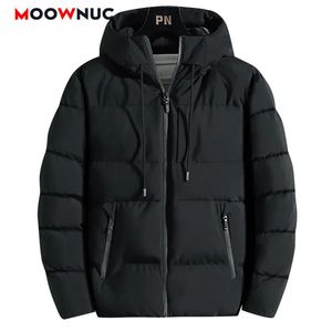 Homens para baixo parkas moda masculino grosso inverno casaco casual chapéu quente longo blusão clássico à prova de vento negócios hombre 231012