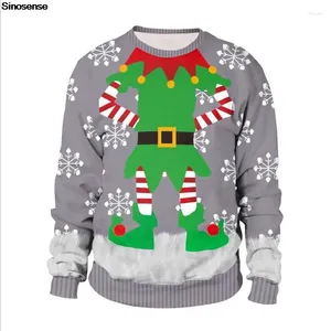 Men's Sweaters Men Women Elf Ugly Christmas Sweater Xmas Jumpers Tops 3D Funny Printed Sweatshirt Couple Pullover Festive Clothing