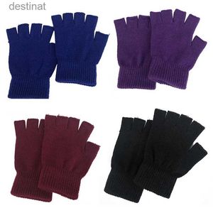 Fem fingrar handskar vinter halv fingerfria handskar korta varma handskar kvinnor män ull stickade handskar unisex utomhus vantar elastiska komfort handskar231013