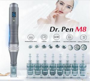 2021 Dr caneta M8W 6 velocidade dermapen Microneedle cuidados com a pele antienvelhecimento remoção de cicatriz derma rolo microagulhamento cartuchos de agulhas DHL2537378