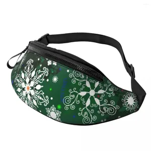 Waist Bags Christmas Snowflake Bag Green Print Female Fitness Pack Picture Polyester