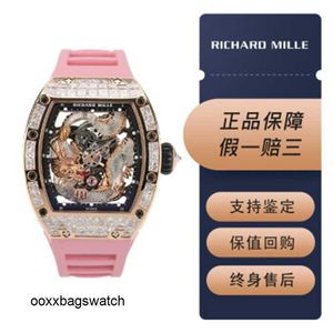 Wristwatches Richardmillie Mechanical Movement Watch Richardmillie RM5703 Original Diamond Rose Gold Crystal Dragon Limited Edition Leisure Sports Machin HBCD