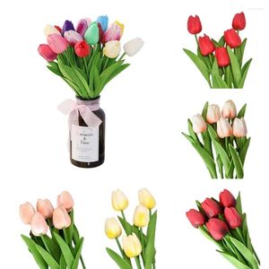 Fiori decorativi Ingzy Tulip Fiore artificiale Real Touch Bouquet 10 pezzi finti per la decorazione di nozze Decorazioni per il giardino di casa