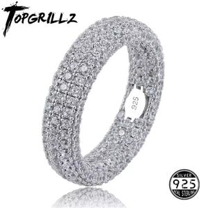 Quality 925 Sterling Silver Stamp Ring Full Iced Out Cubic Zirconia Mens Women Engagement Rings Charm Jewelry For Gifts 2110123330