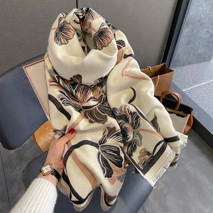 Sciarpe 2023 Sciarpa di Cachemire Floreale Delle Donne di Design Coperta Invernale Caldo di Spessore Fazzoletto Da Collo Bandana Femminile Scialle di Pashmina Wrap Bufanda Poncho