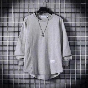 メンズTシャツコットン特大の女性Tシャツマン長袖ピュアカラーメンズシャツ雄女性用のIrrgular Lap Tシャツxxxxxl