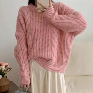 Women's Sweaters Soft Glutinous Korean Vintage Gentle Fried Dough Twists Sweater Autumn Style Temperament Knitted Thickened Top