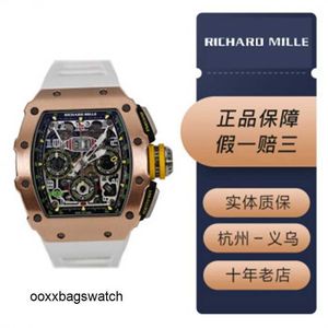 Orologi da polso Richardmillie Movimento meccanico Orologio Richardmillie RM1103 Orologio da uomo Titanio opaco satinato Cronografo con grande calendario Mese automatico Mech HBFI