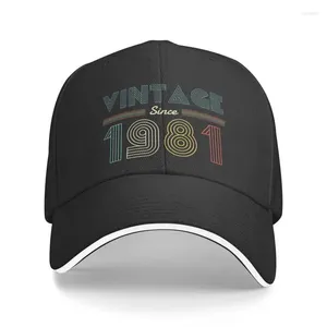 Berets Cool Vintage Since 1981 Birthday Baseball Cap for Men Women Personalized Adjustable Adult Dad Hat Summer