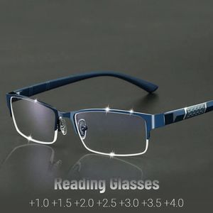 Reading Glasses Metal Anti-blue Light Reading Glasses Farsighted Eyeglasses Men Business Eyewear Diopter 0 1.0 1.5 2.0 2.5 3.0 3.5 4.0 231012