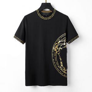 2023 summer new men's fashion spring and summer trend fashion hot drill flowers and birds beautiful head print short sleeve T-shirt bright drill A1
