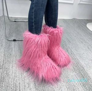 Women Outdoor Warm Boots Beach Wool Fur Snow Girls Fashion Cute Long Mongolian Plush Faux Shoes