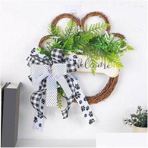 Decorative Flowers Creative Decoration Christmas Tengquan Gate Simation Window Hanging Door Halloween Outdoor Vacation Wreath Dh3Dn