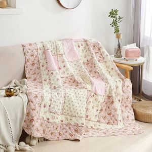 Bedspread Floral Print Cotton Cotton Quilt Bedspread on the Bed Apthique Duvet Quilted Blankes