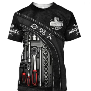 Koszulka męska koszulka vintage Summer Personalized Clothing Mechanic 3D Printed Street Casual Sports Oversize deluxe krótkie rękawy