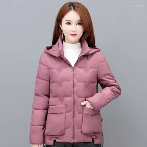 Casacos de trincheira femininos 2023 jaqueta de inverno para mulheres com capuz casual quente engrossar algodão acolchoado casaco com bolsos cor sólida mulher parkas