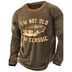 Men's T Shirts Long Sleeve Graphics 3D Vintage Muscle Car Recreational Sports Outdoor T-Shirt Fitness Retro Classic Sleevetop
