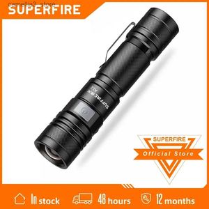 Torches Superfire A12 15W EDC Zoomable Fairlight 18650 Bateria USB C Camping Lantern 920LM Najlepszy wybór Flash Light Q231013