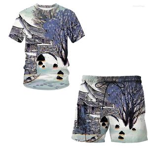 Männer Trainingsanzüge 2023 Sommer Kunst Malerei Kinder Kurzarm Anzug 3D Druck Mann/Frau Lässige Mode Shorts T-Shirt tops