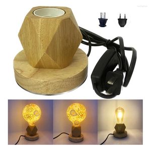 Lâmpadas de mesa e27 soquete de madeira do vintage suporte da lâmpada base 220v 110v eua ue plug retro mesa luzes da noite para o quarto sala estar decoração