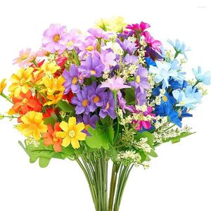 Dekorativa blommor återanvändbara blommor realistiska UV -resistenta konstgjorda mammor 6 buntar utomhusgrönska för heminredning nr