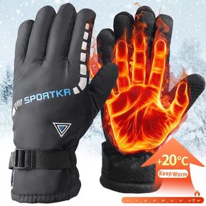 Luvas esportivas inverno motocicleta ciclismo engrossado esqui à prova d' água mais veludo esporte quente para equitação ao ar livre caminhadas 231012