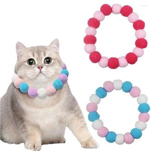 Cat Collars Cute Hairball Collar Colorful Kitten Plush Necklace Interactive Cats Stretch Elasticity Rope Bouncy Ball Accessories