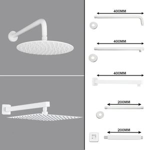 Bathroom Shower Heads Bathroom Overhead Wall Ceiling Mounted Shower Arm Top Head Ultra Thin Matt White Rainfall Sprinkler Spar Big Square Round Oval 231013