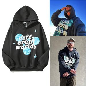 Herrtröja kvinnors streetwear överdimensionerade fleece hooded tröjor retro skum kapok tryckt brev broderi tröjor huvtröjor