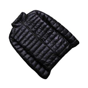 Cappotto da uomo in piumino imbottito leggero e caldo in piuma d'anatra personalizzato in nylon nero con cappuccio invernale a bolle d'aria 4IB3R