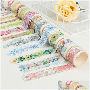 Presentförpackning Söt självhäftande blommor animaliska kronblad papper band diy dekorativ maskering kreativ tårbar scrapbooking dagbok klistermärken dhoml