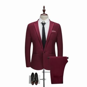 Monerffi Men Classic 2 Pieces Blazers and Pants Suit Set Formal Business Blazers Set Slim Plus Size 3XL Set for Wedding Set271b