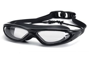 Очки Очки для плавания в большой оправе с затычкой для ушей HD Прозрачные очки Противотуманные силиконовые водонепроницаемые мужские и женские очки для плавания для взрослых3252237