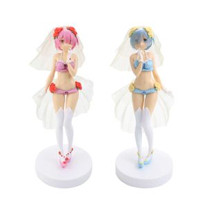 Mascot Costumes 25cm Anime Figure Re: Zero-starting Life in Another World Remm and Ram Sexy Gauze Swimsuit Model Dolls Toy Gift Collect Boxed
