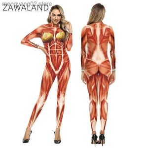 Theme Costume Zawaland Spandex Bodysuit Men and Women Cosplay Come Long Sleeve Halloween Carnival Party Full Body Suit Muscle Catsuit T231013