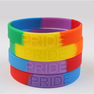 100pcs eşcinsel gökkuşağı lezbiyen biseksüel homeoseksüellik homoseks homoerotizm silikon bileklik kauçuk bant bilekleme