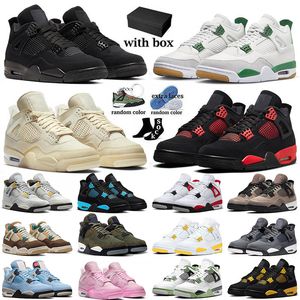 Caixa de alta qualidade 2024 com 4 homens 4s IV Basketball Shoes Sail Cat Black Red Thunder Cacao Wow Pine Green Men Mulher Trenadores Sneakers 24357 S 2357