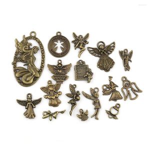 Pendant Necklaces DoreenBeads Fashion Zinc Based Alloy DIY Pendants Mixed Antique Bronze Fairy & Angel 4.7x2.6cm - 1x0.9cm 1 Set ( 16